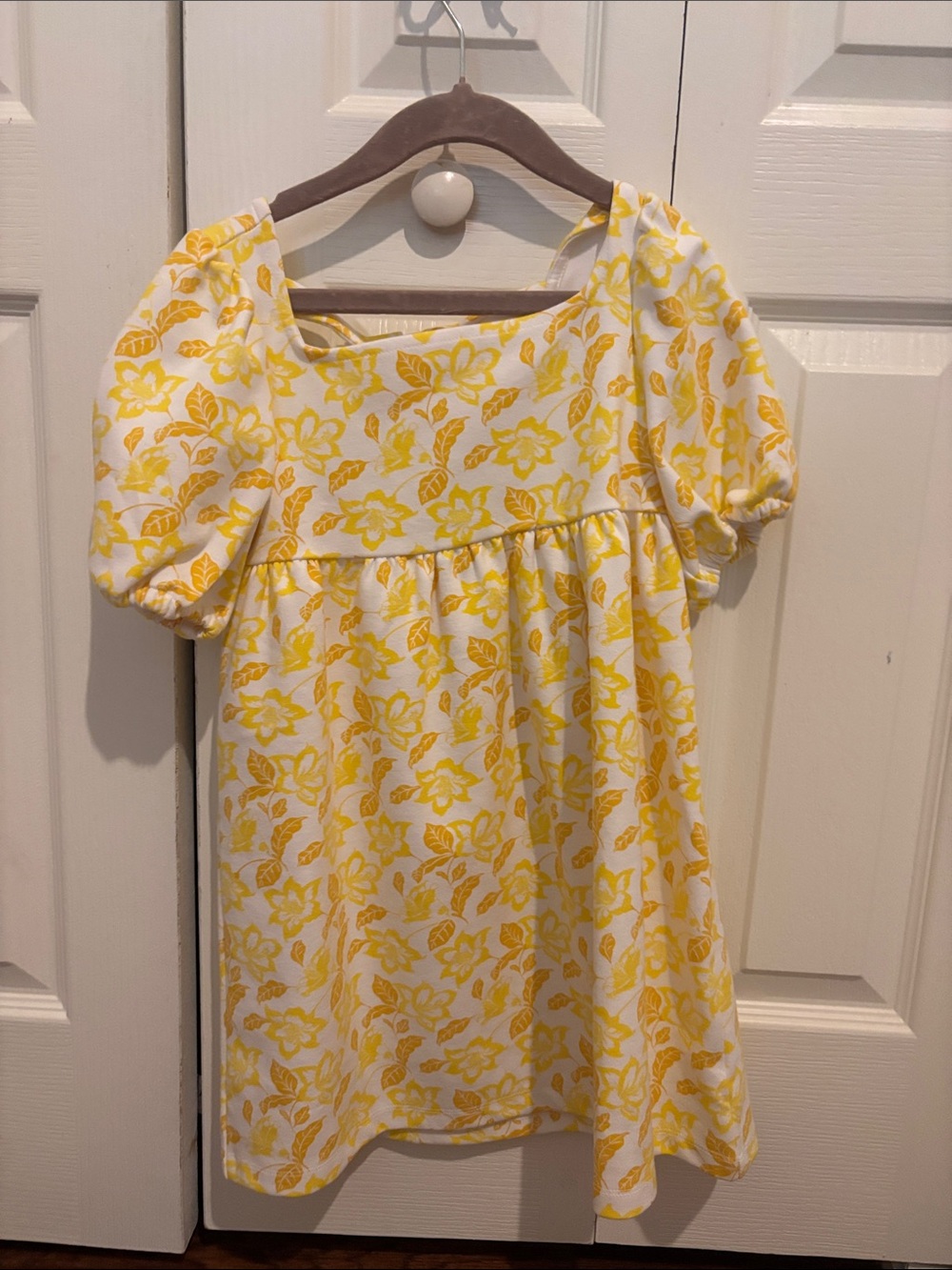 Janie and Jack Yellow Floral Puff-Sleeve Dress